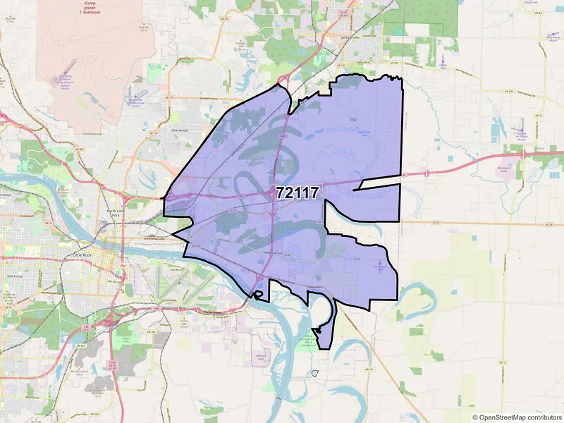 Map of ZIP Code 72117 — North Little Rock, AR