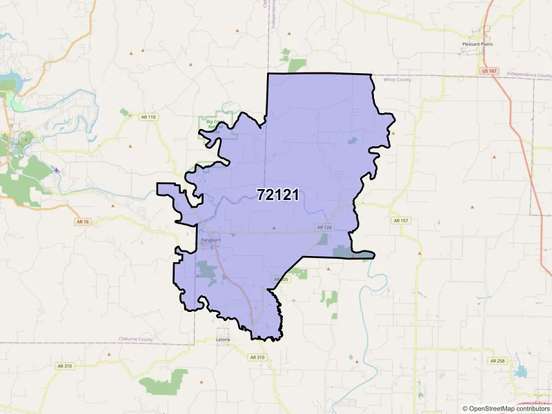 Map of ZIP Code 72121 — Pangburn, AR