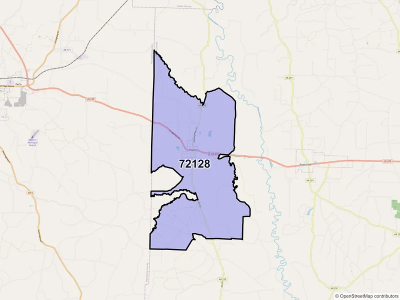 Map of ZIP Code 72128 — Poyen, AR