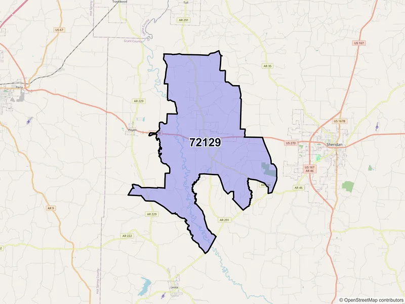 Map of ZIP Code 72129 — Prattsville, AR