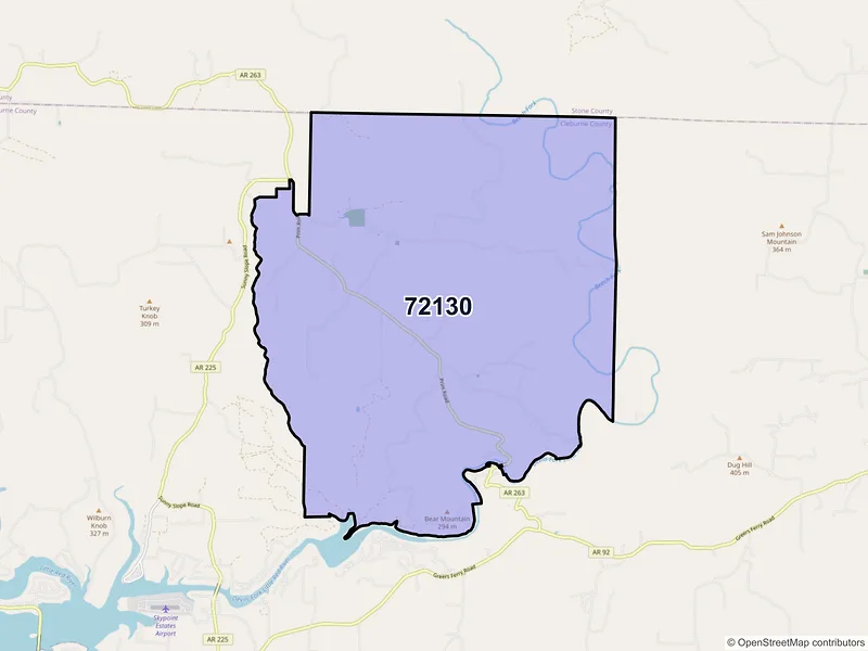 Map of ZIP Code 72130 — Prim, AR
