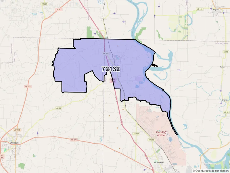 Map of ZIP Code 72132 — Redfield, AR