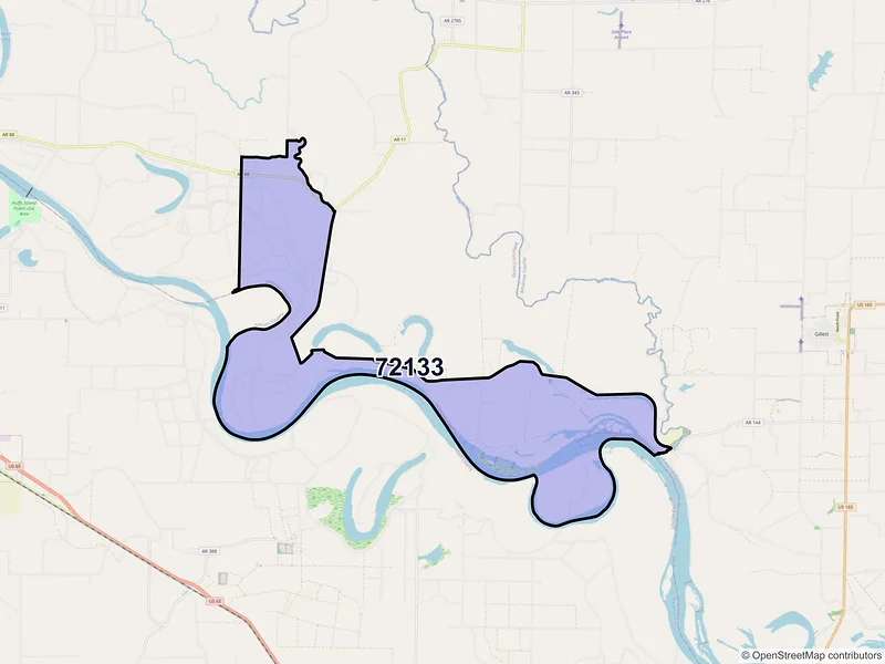 Map of Reydell, Arkansas and ZIP codes