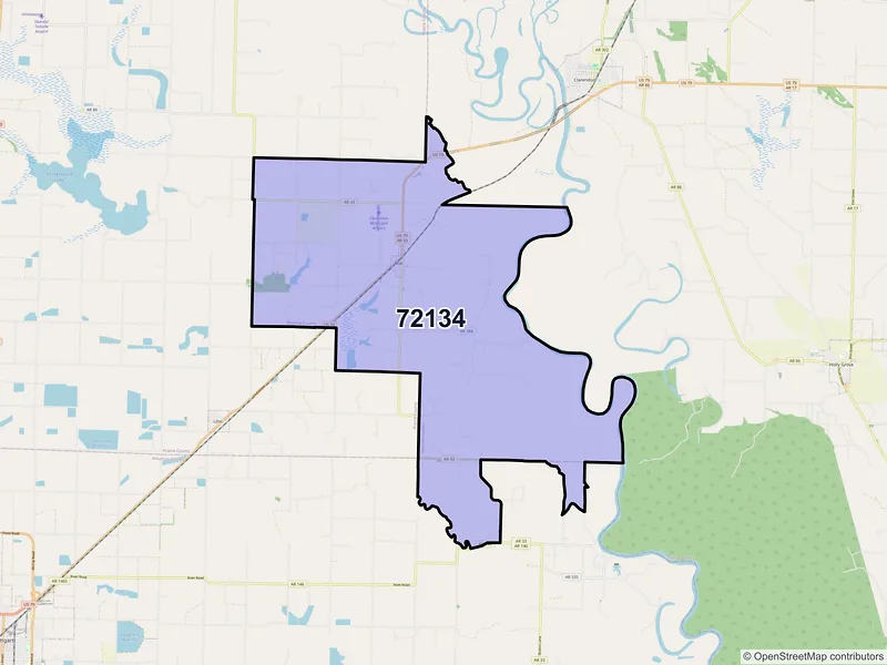 Map of ZIP Code 72134 — Roe, AR