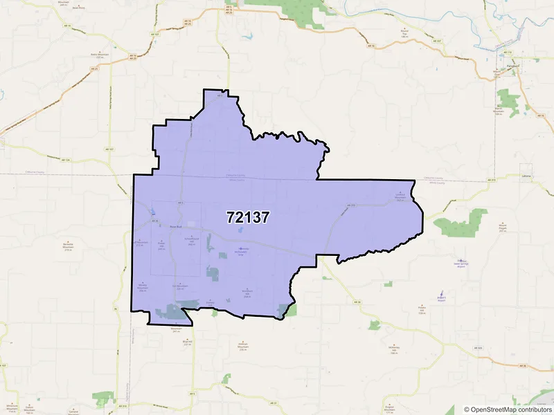 Map of ZIP Code 72137 — Rose Bud, AR