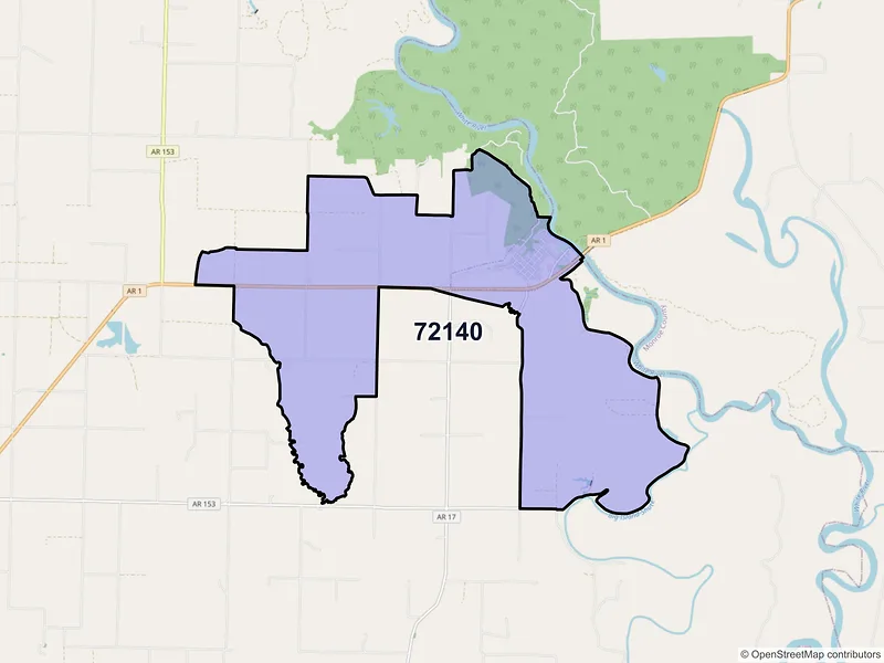 Map of ZIP Code 72140 — Saint Charles, AR