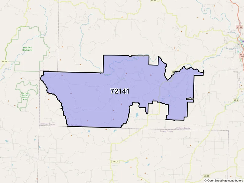 Map of ZIP Code 72141 — Scotland, AR