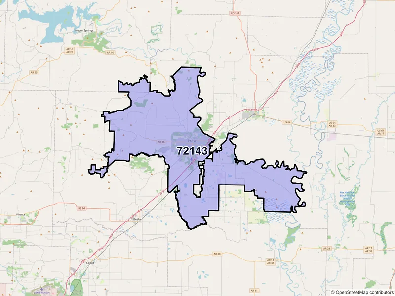 Map of ZIP Code 72143 — Searcy, AR