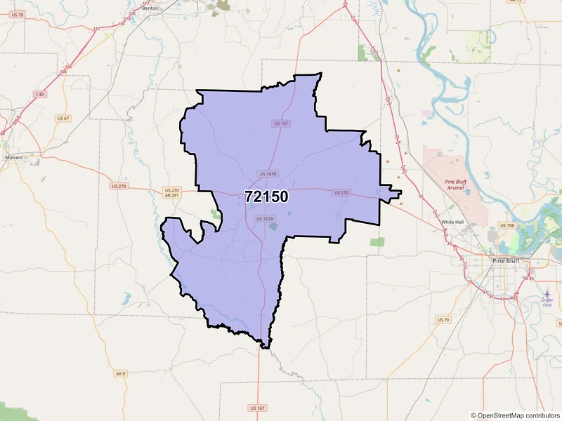 Map of Sheridan, Arkansas and ZIP codes