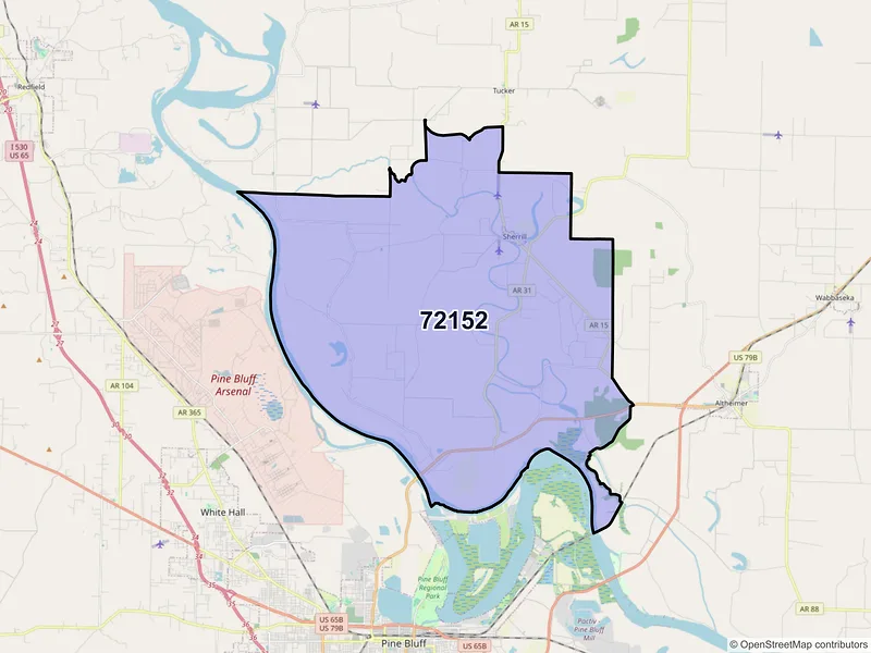 Map of ZIP Code 72152 — Sherrill, AR