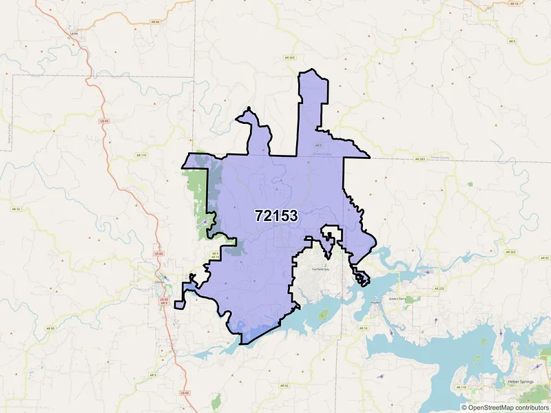 Map of ZIP Code 72153 — Shirley, AR