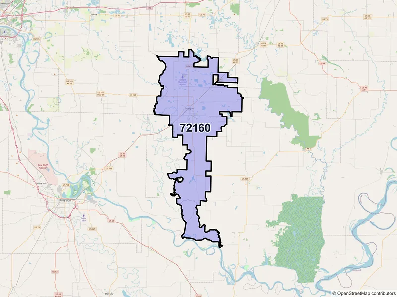 Map of Stuttgart, Arkansas and ZIP codes