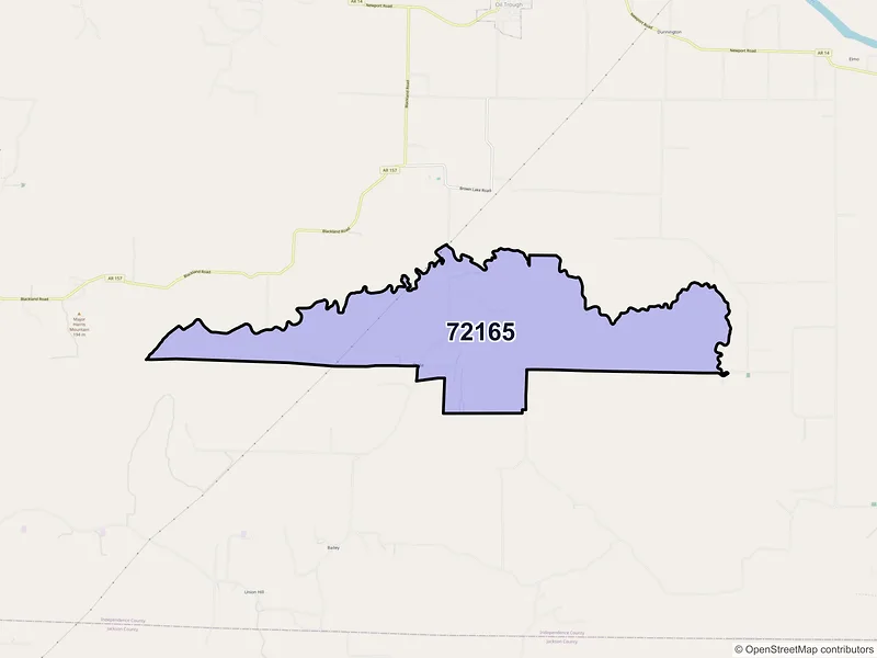Map of ZIP Code 72165 — Thida, AR
