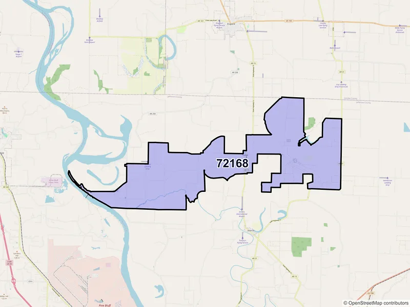 Map of ZIP Code 72168 — Tucker, AR