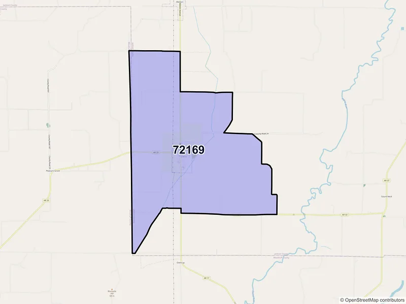 Map of Tupelo, Arkansas and ZIP codes