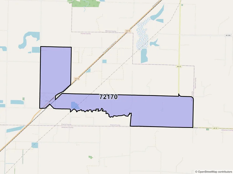 Map of Ulm, Arkansas and ZIP codes