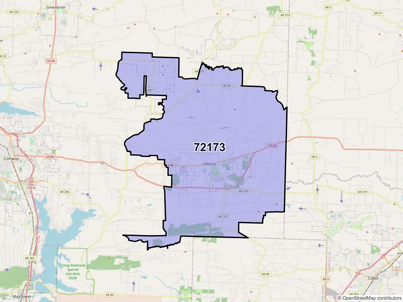 Map of ZIP Code 72173 — Vilonia, AR