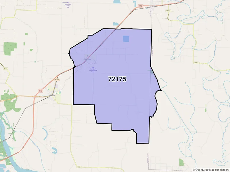 Map of ZIP Code 72175 — Wabbaseka, AR