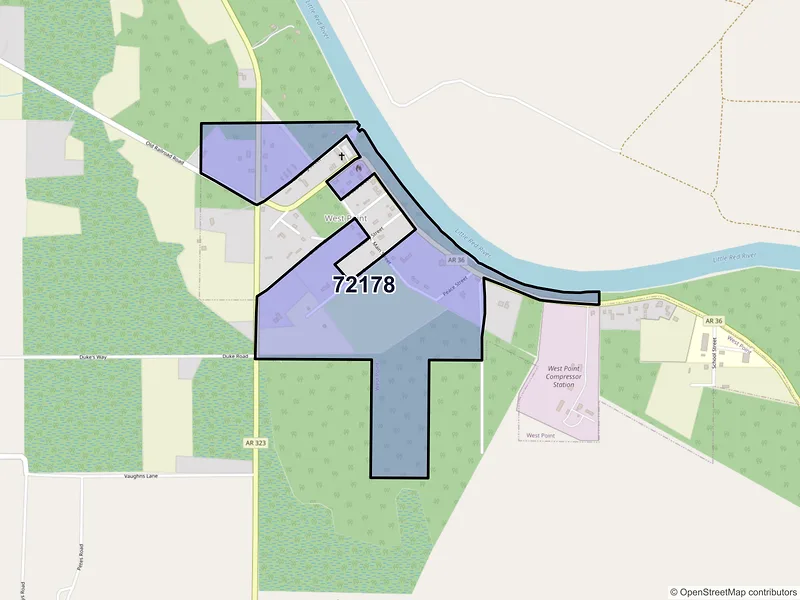 Map of West Point, Arkansas and ZIP codes