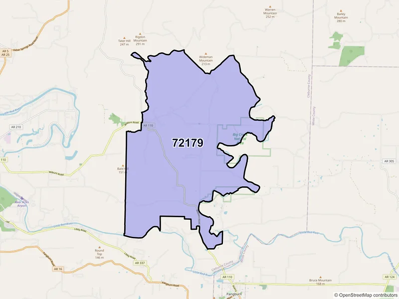 Map of ZIP Code 72179 — Wilburn, AR