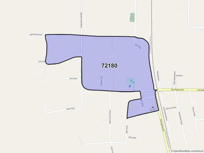 Map of Woodson, Arkansas and ZIP codes