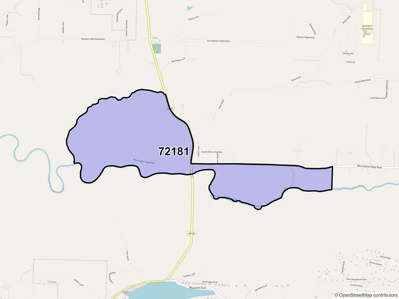 Map of ZIP Code 72181 — Wooster, AR