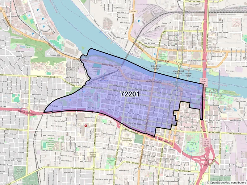 Map of ZIP Code 72201 — Little Rock, AR