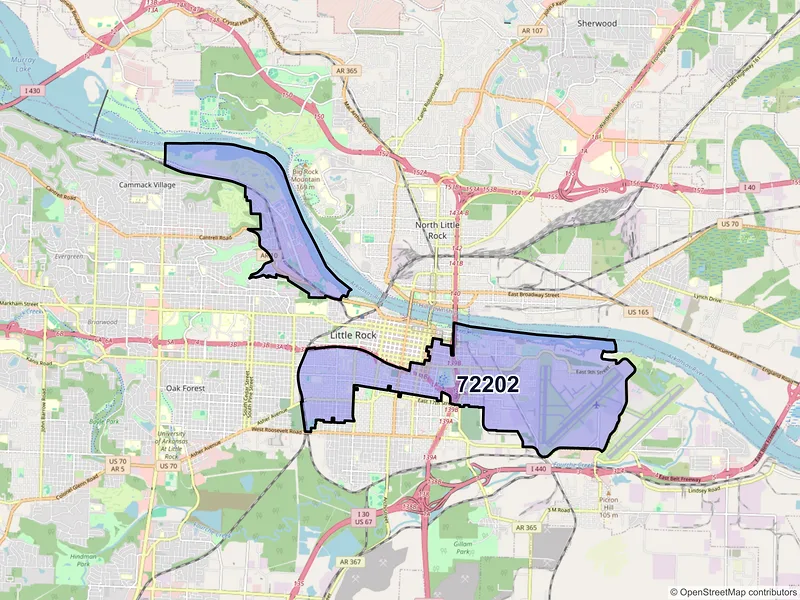 Map of ZIP Code 72202 — Little Rock, AR