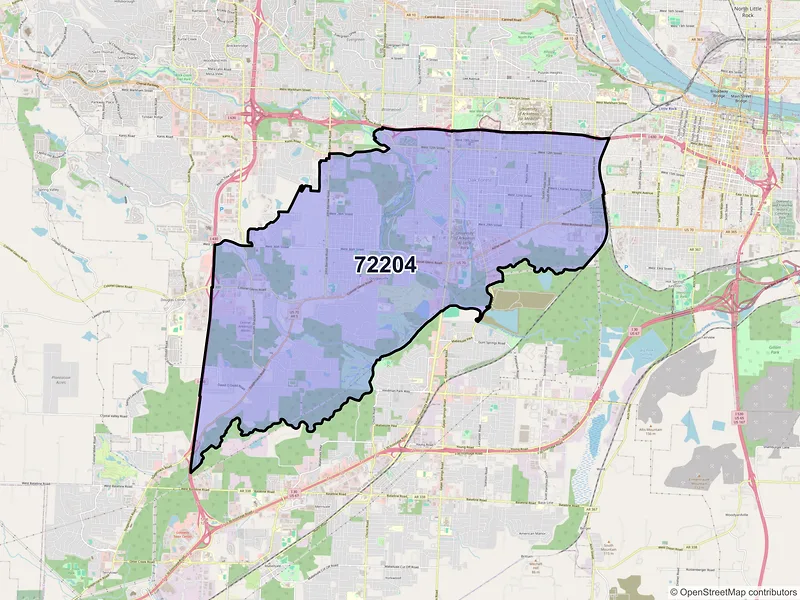 Map of ZIP Code 72204 — Little Rock, AR