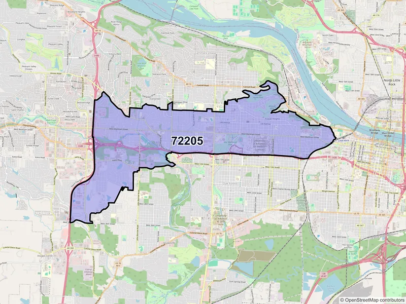 Map of ZIP Code 72205 — Little Rock, AR