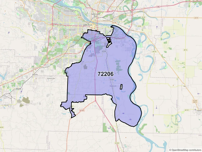 Map of ZIP Code 72206 — Little Rock, AR
