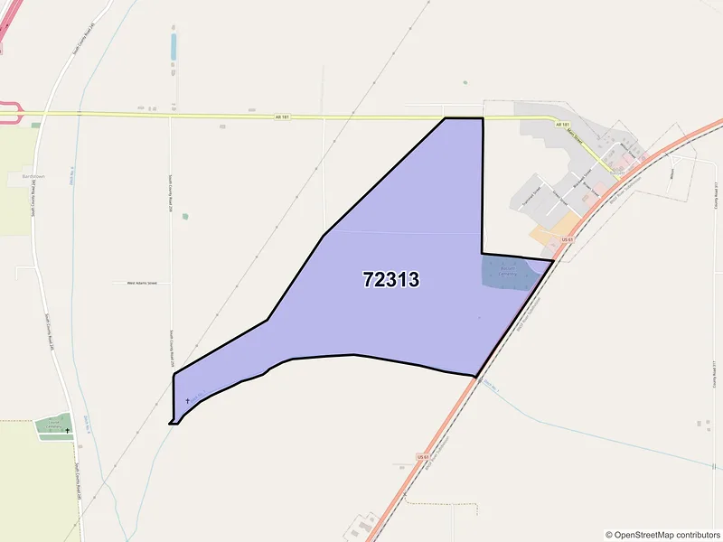 Map of Bassett, Arkansas and ZIP codes