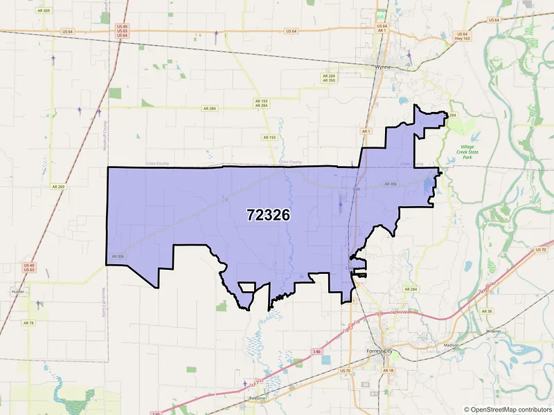 Map of ZIP Code 72326 — Colt, AR