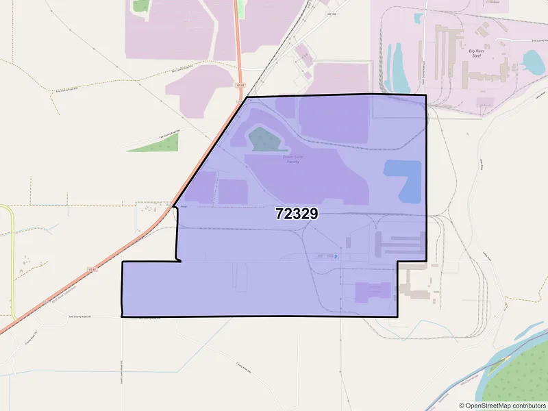 Map of Driver, Arkansas and ZIP codes