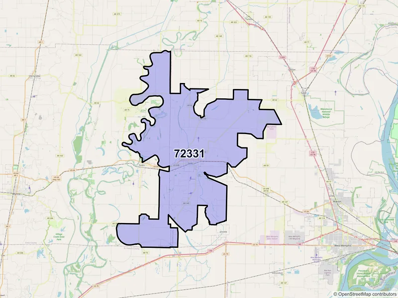 Map of ZIP Code 72331 — Earle, AR
