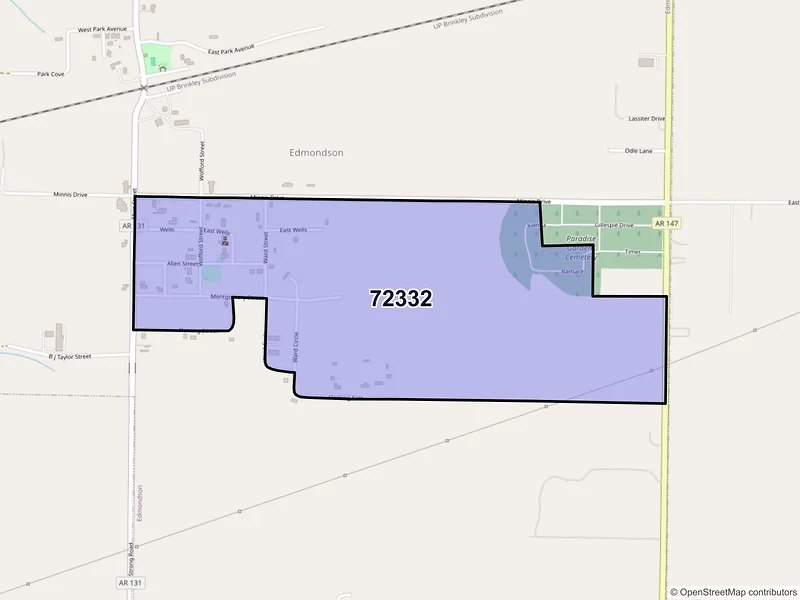 Map of Edmondson, Arkansas and ZIP codes
