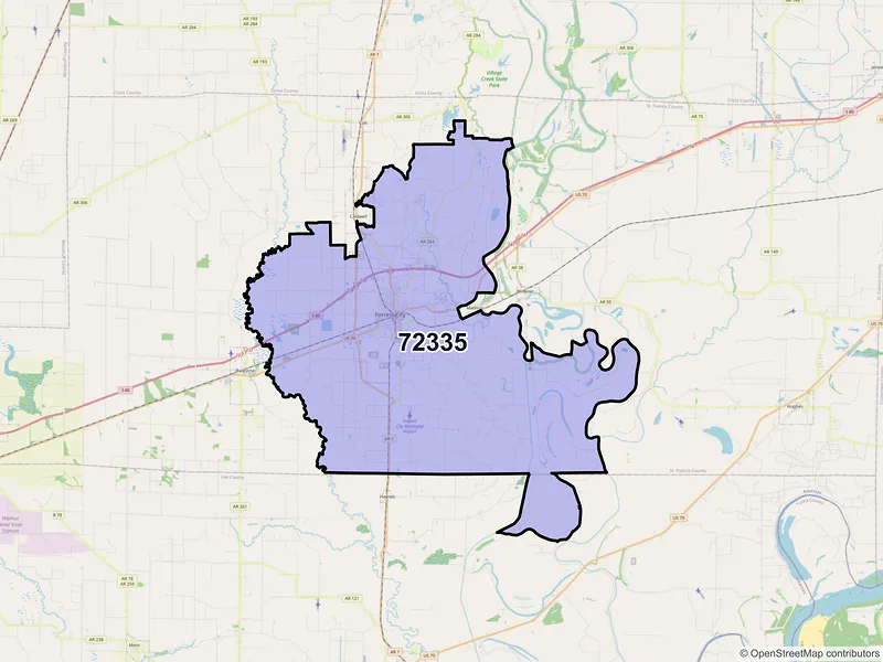Map of ZIP Code 72335 — Forrest City, AR