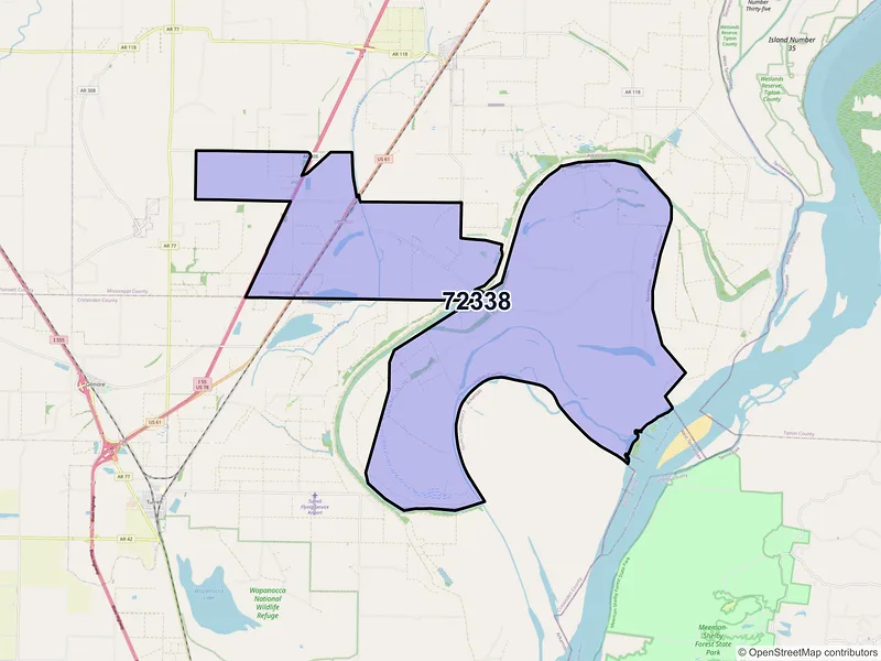 Map of Frenchmans Bayou, Arkansas and ZIP codes