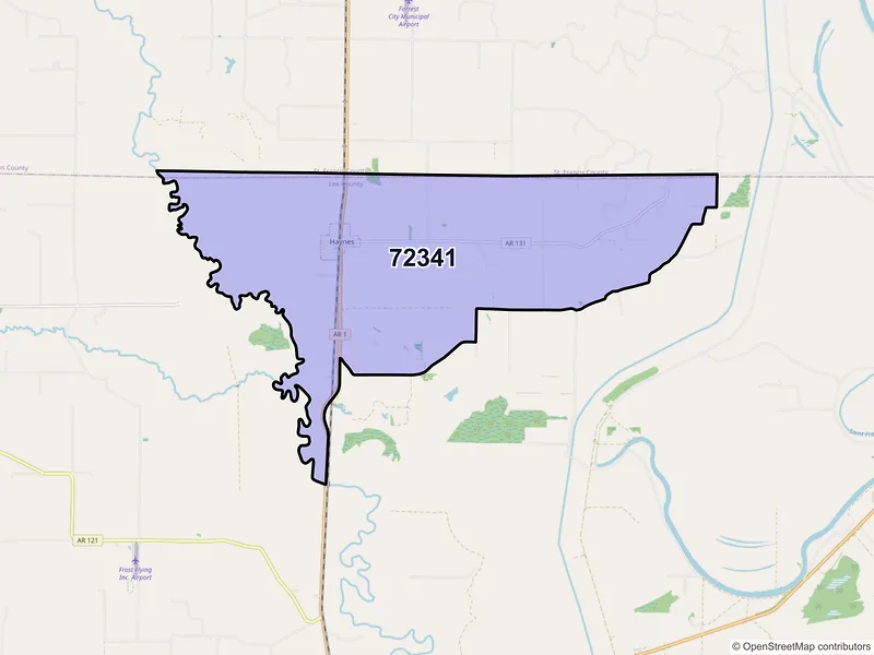 Map of Haynes, Arkansas and ZIP codes