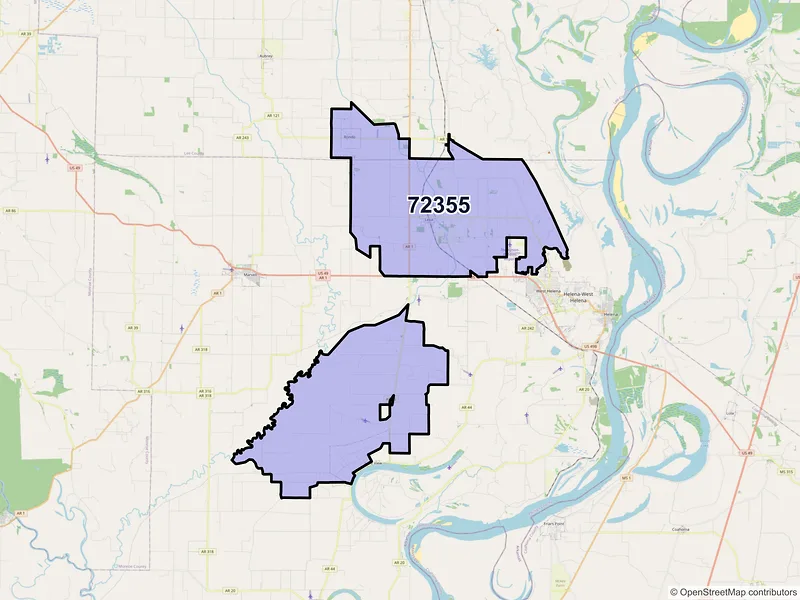 Map of ZIP Code 72355 — Lexa, AR