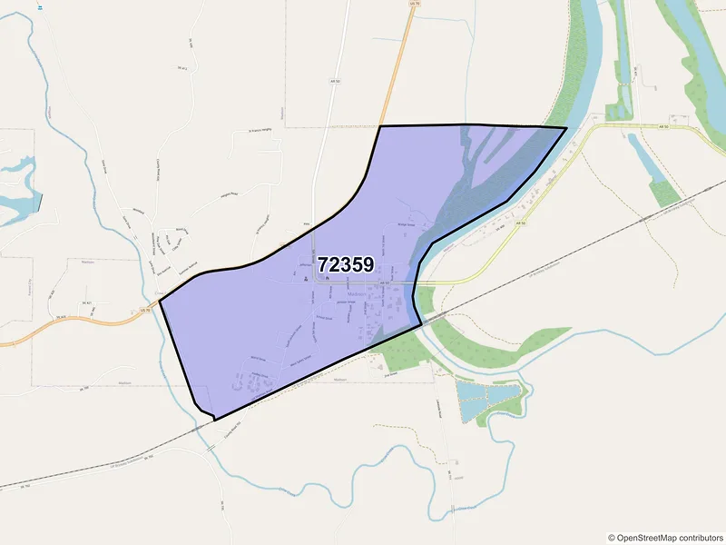 Map of Madison, Arkansas and ZIP codes