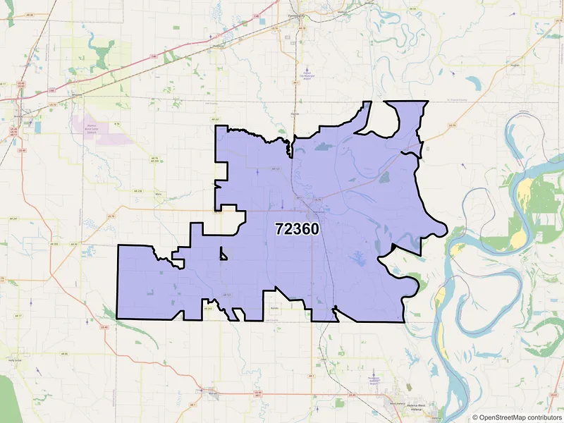Map of ZIP Code 72360 — Marianna, AR