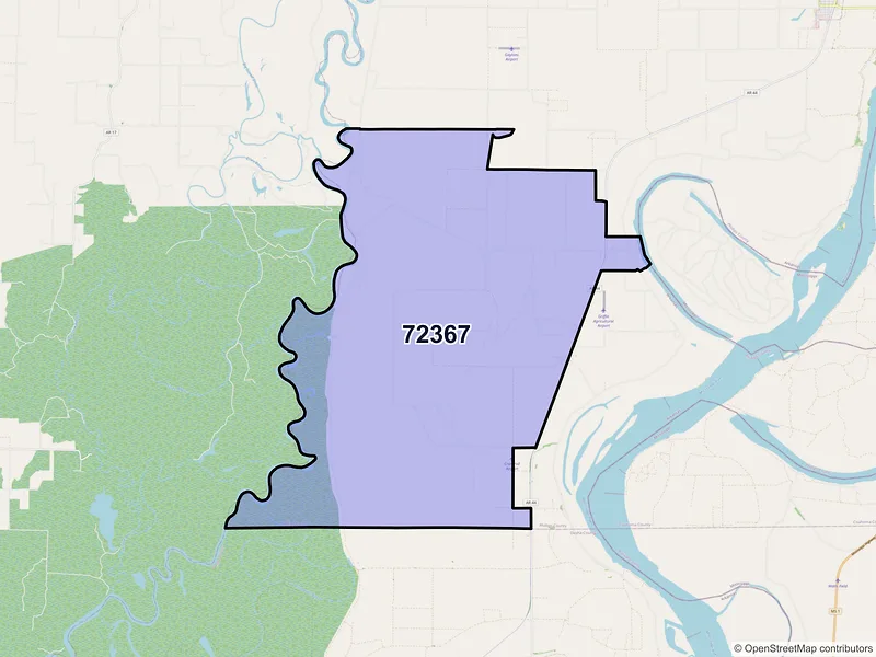 Map of Mellwood, Arkansas and ZIP codes