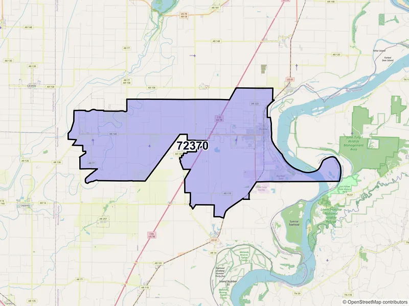 Map of ZIP Code 72370 — Osceola, AR