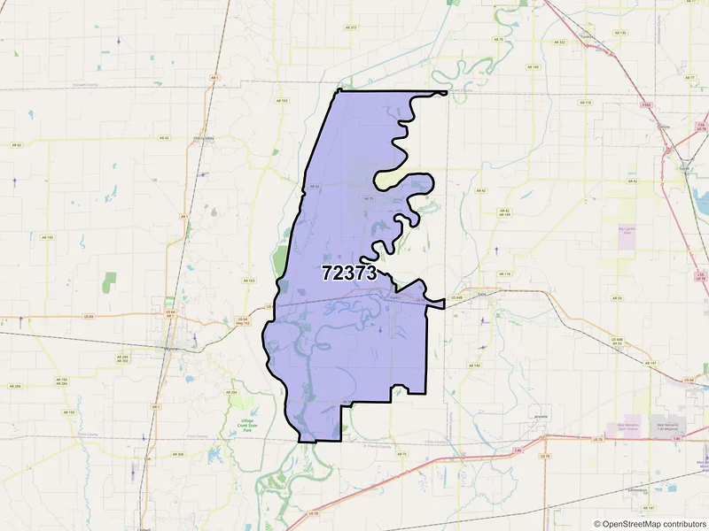 Map of ZIP Code 72373 — Parkin, AR