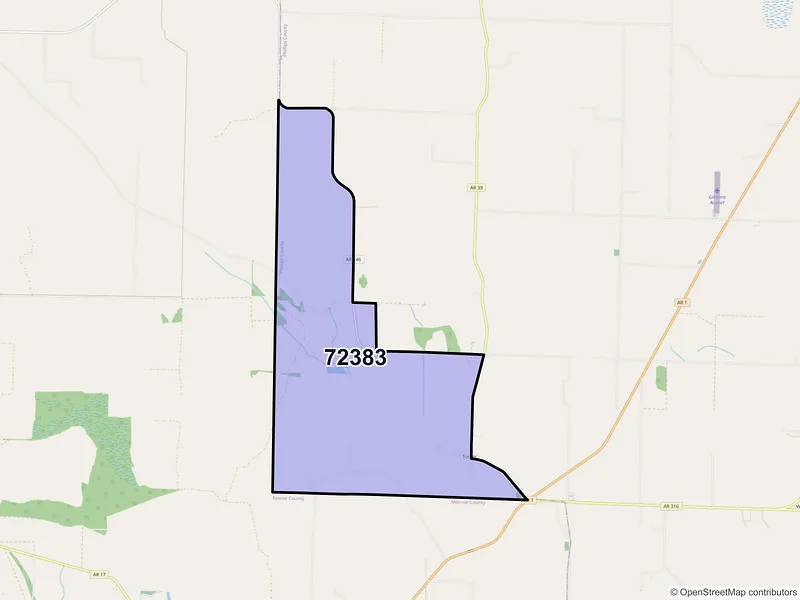 Map of Turner, Arkansas and ZIP codes