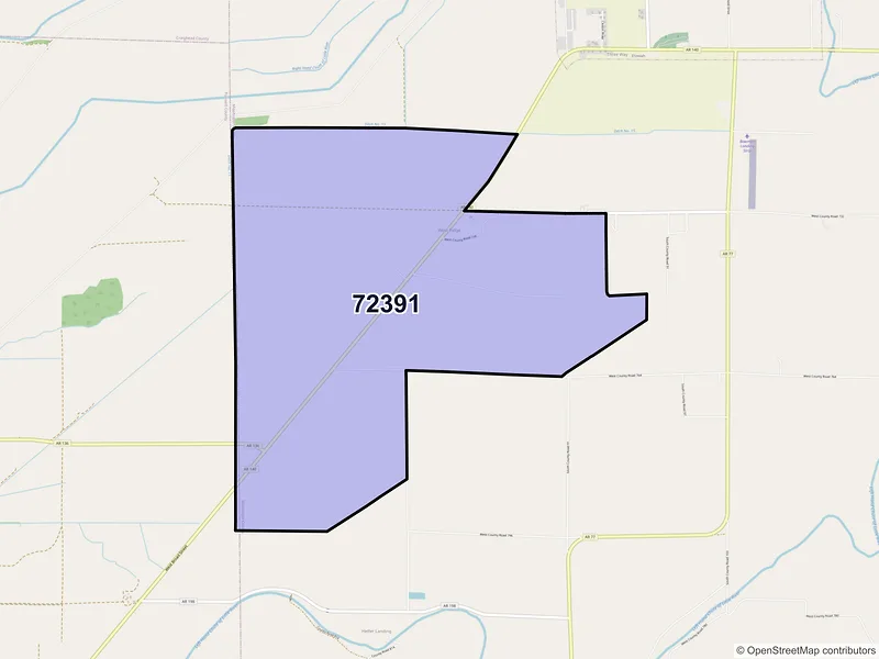 Map of West Ridge, Arkansas and ZIP codes