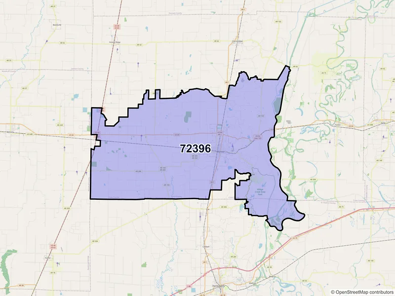 Map of Wynne, Arkansas and ZIP codes