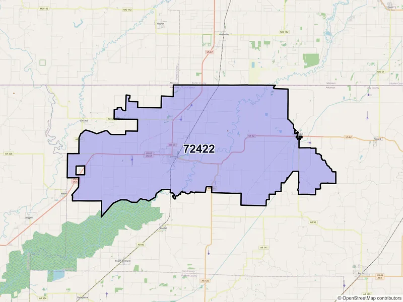 Map of ZIP Code 72422 — Corning, AR