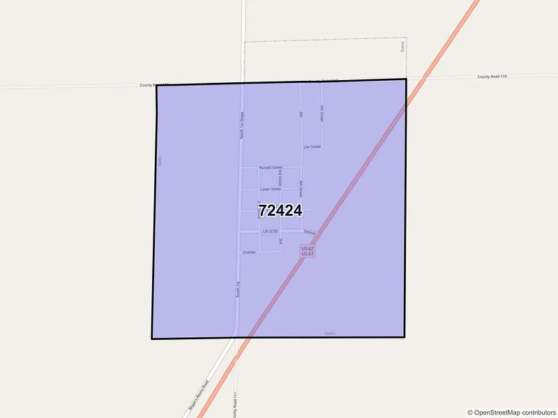 Map of Datto, Arkansas and ZIP codes